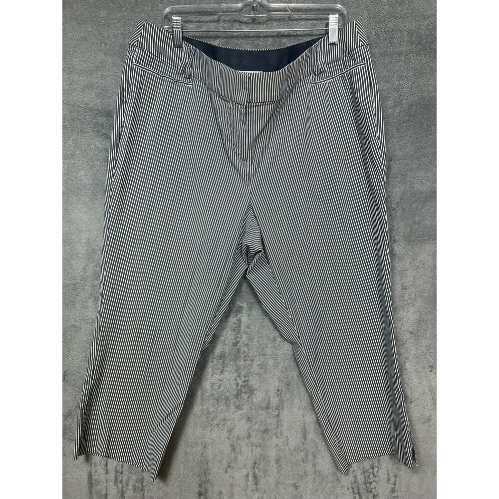 Lane Bryant The Allie Crop Pants Size 16 Navy White Pinstripe